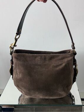 Vintage Y2K Coach Zoe Hobo Brown Suede Leather Bag Slouchy Dog Leash Clip NWOT
